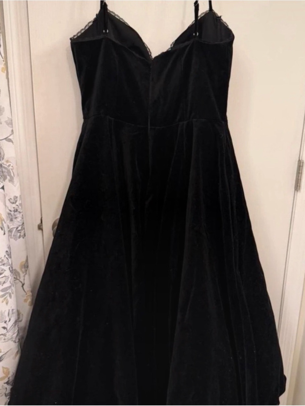 House of CB Black Velvet Dress with Lace Trim - Picture 2 of 8